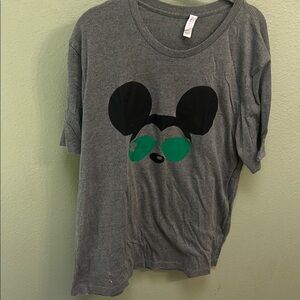 Bella Canvas Gray Short Sleeve Tee with Mickey Mouse Design